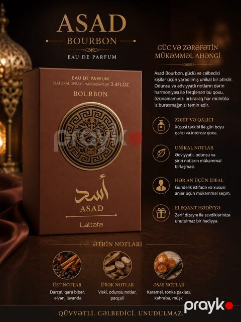 No Brand Asad Bourbon kişilər üçün ətir suyu 100 ml — Bakı