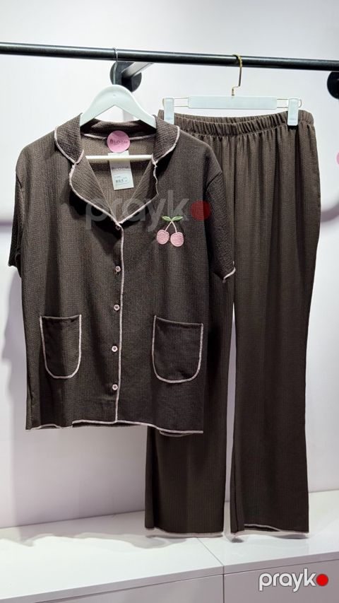 Şalvarlı pijama dəsti, qəhvəyi, viskoz/likra, ölçü 2XL — Bakı