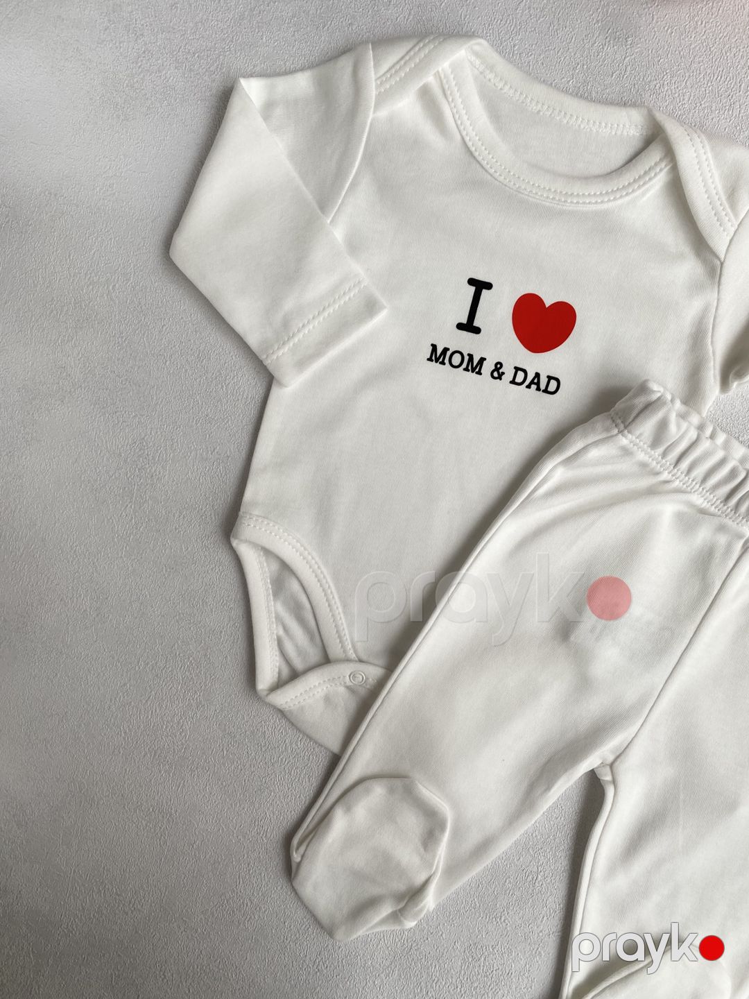 Yenidoğulan üçün dəst I Love Mom and Dad, ağ, pambıq, 6-9 ay — Mallar, Bakı (2)