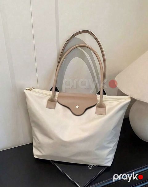 Bej rəngli böyük tote çanta - Minimalist dizayn: krem-bej korpus — Bakı