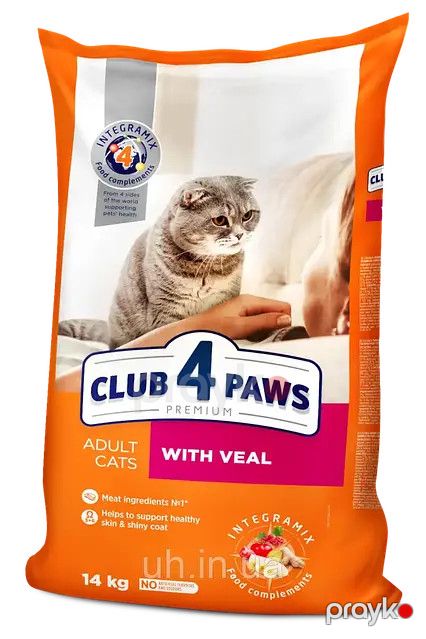 Quru yem Club 4 paws, yetkin pişiklər üçün, ət ilə, 1 kq — Bakı