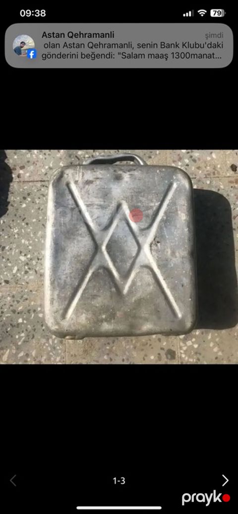 Metall yanacaq bidonu - Material: qalın metal (davamlı, zərbəyə