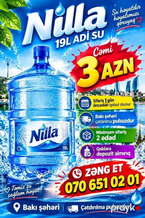 Nilla – 19L adi su - Həcm: 19 litr - Şəhər: Bakı - Xüsusiyyətlər — Xırdalan