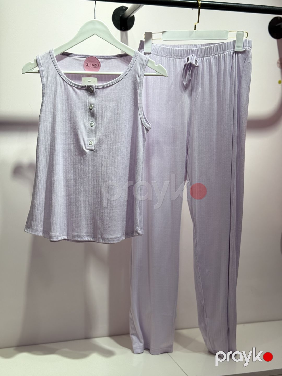 Qadınlar üçün şalvarlı pijama dəsti 01.00004, açıq bənövşəyi, elastan/viskoz, ölçü XL — Mallar, Bakı (2)