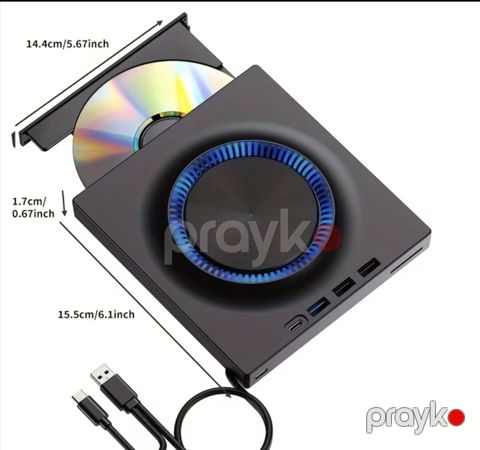 RGB işıqlı USB 3.0 Xarici Dvd/cd yazıcı Usb-c Hu — Bakı