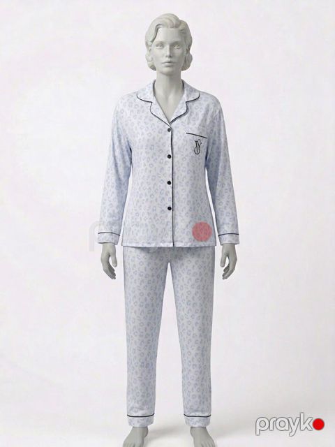 Şalvarlı pijama dəsti qadın üçün 12964, açıq boz, poliester, ölçü Xl/xxl — Bakı