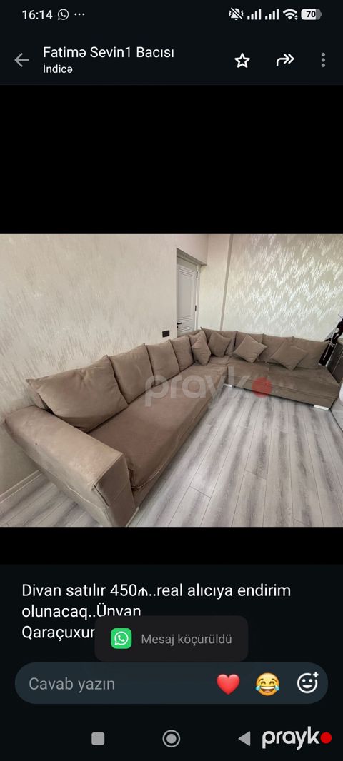 Divan satılır 450₼. real alıcıya endirim olunacaq. Ünvan — Bakı