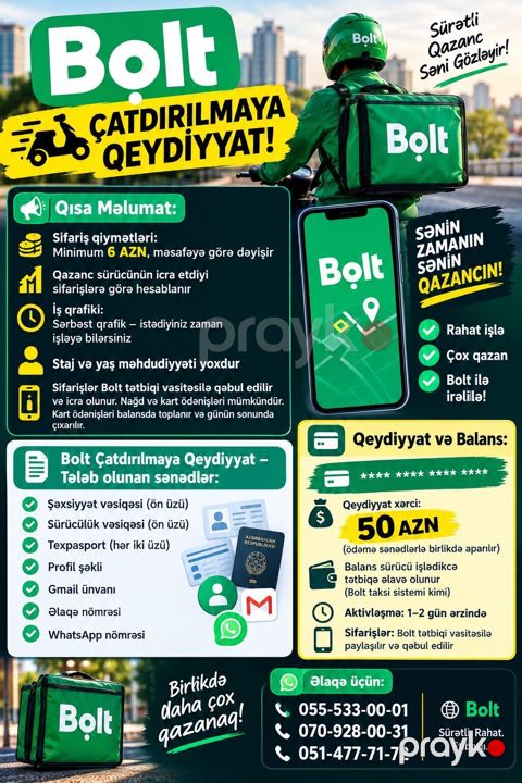 Sürücü-kuryer tələb olunur, Şəxsi nəqliyyat vasitəsi ilə, Təcrübəsiz — Bakı