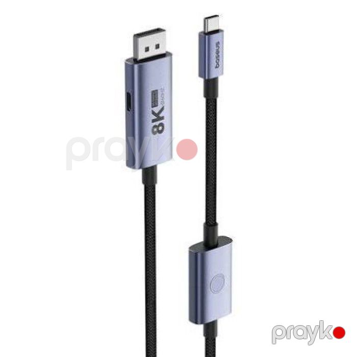 Kabel Baseus High Definition Series Type-C to DisplayPort 8K 60Hz 100W PD 1.5m Black — Elektronika, Bakı (3)