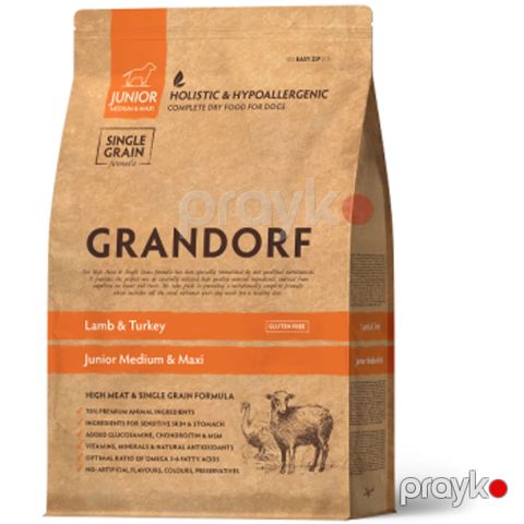 Quru yem Grandorf Lamb & Turkey Junior, bala itlər üçün, quzu və hinduşka əti ilə, 1 kq — Bakı