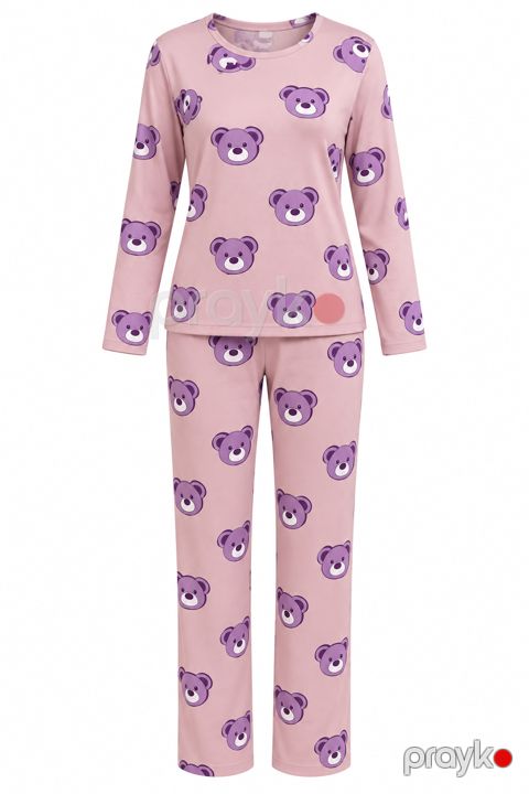 Qadınlar üçün şalvarlı pijama dəsti, çəhrayı, poliester, ölçü XL — Bakı