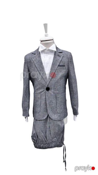 Oğlanlar üçün şalvarlı dəst, boz, pambıq-kətan/polyester-viskoz-elastan, ölçü 5 yaş — Bakı