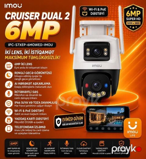 Wifi kamera imou Cruiser Dual 2 (IPC-S7XEP-6MOWED) Ev, ofis, mağaza — Bakı