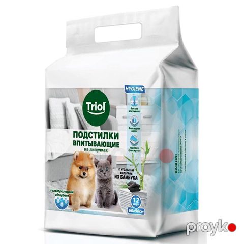 Heyvanlar üçün altlıq Triol, hopduran, kömür filtri ilə, yapışqanlı, 60x90 см, 1 əd — Bakı