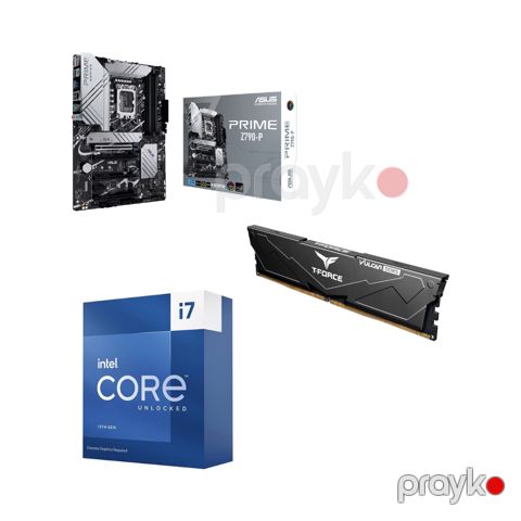 Komponent Kombo – ASUS Prime Z790-P ana plata + T-Force Vulcan 32GB (2×16GB) DDR5 5600MHz RAM + Intel Core i7-13700KF CPU (KOM-MRC-133) — Bakı