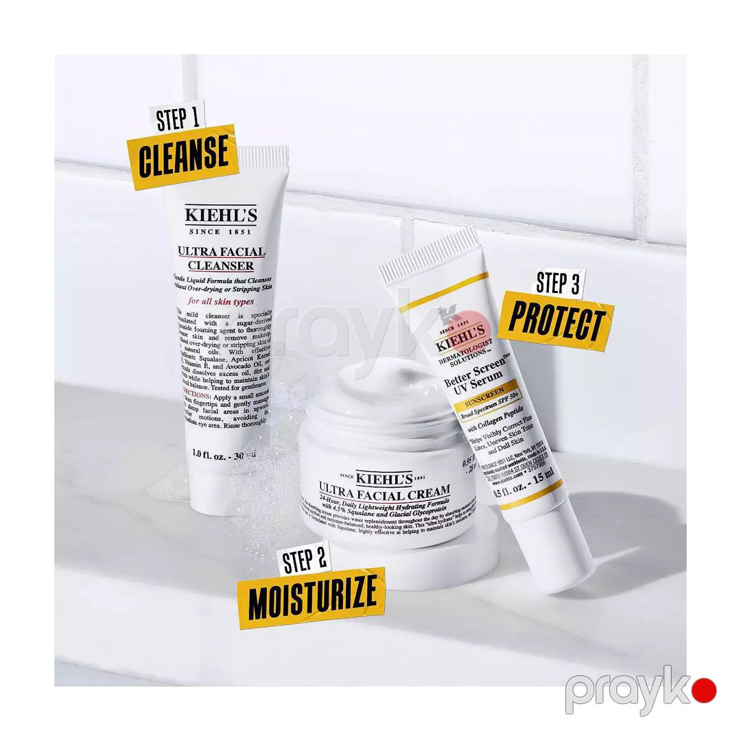 Kosmetika dəsti Kiehl's Destination Radiant (təmizləyici vasitə Ultra Facial Cleanser 30 ml + üz kremi Ultra Facial Cream 28 ml + serum üz üçün Better Screen UV 15 ml) — Mallar, Bakı (3)