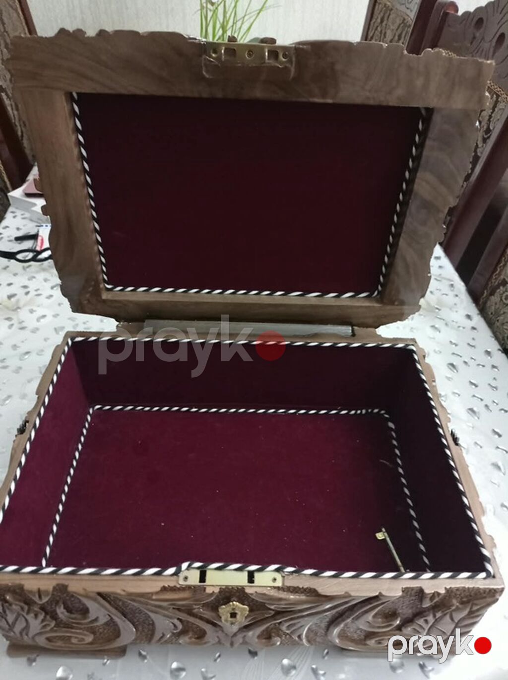 Əl oyması dekorativ taxta sandıq - Material: keyfiyyətli ağac, üstü — Pul qutusunun və şkatulyalar, Xırdalan (2)