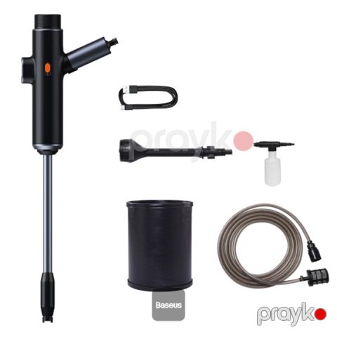 Avtomobil üçün portativ təzyiqli yuma aparatı Baseus Pressure Washer 50W 5V/2A Simsiz Su Nasosu 3.5m Şlanq — Bakı