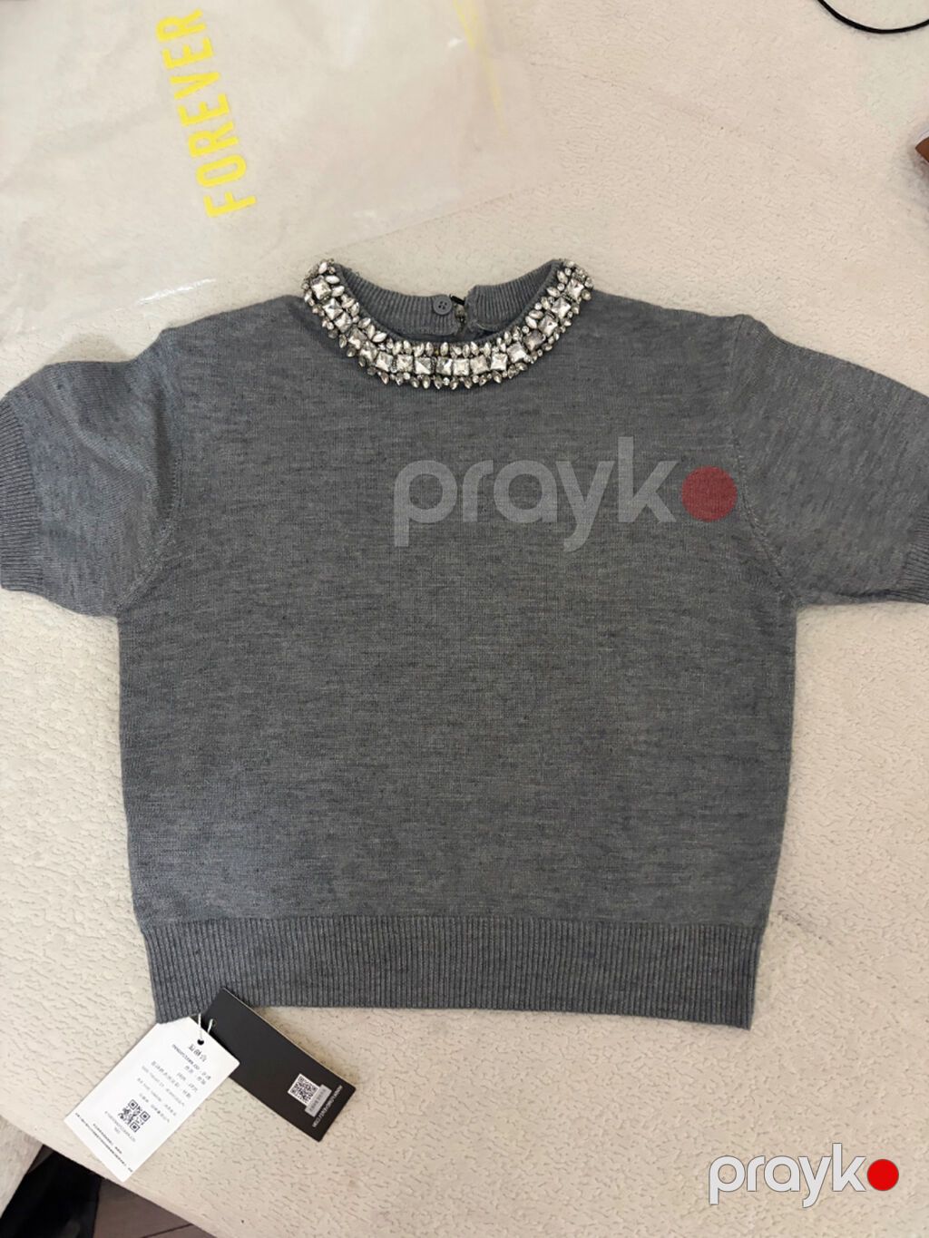 Forever 21 markasi qadın trikotaj bluzası - Rəng: boz - Ölçü: M (L — Köynək, Bakı (2)