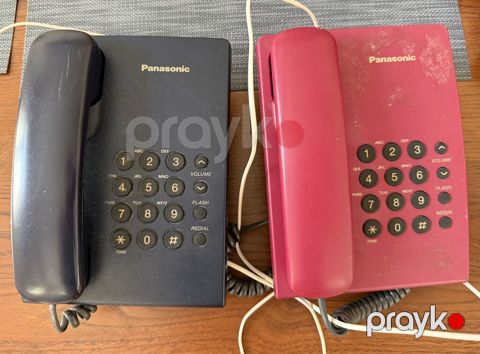 Panasonic stolüstü simli telefonlar – 2 ədəd (qırmızı və tünd göy) — Digah