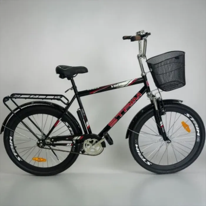 Velo Stream JU191 Şəhər Velosipedi 26" Qırmızı (Səbətli və Baqajlı Model) — Bakı