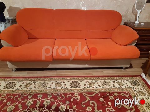 Parlaq narıncı rəngdə yumşaq mebel dəsti - Tərkibi: 1 ədəd 3 yerlik — Xırdalan