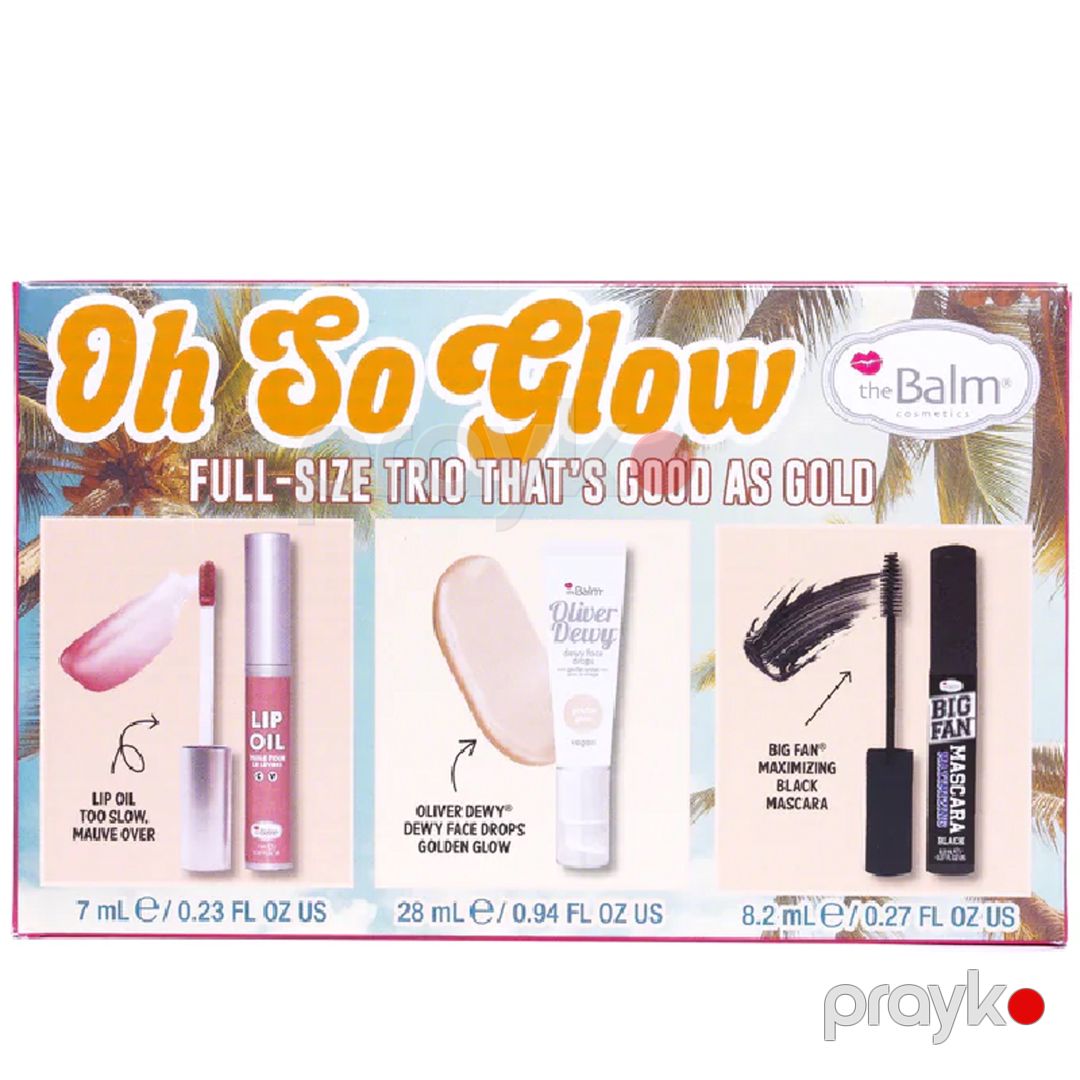 Dekorativ kosmetika dəsti theBalm Holiday Trio Box Set Oh So Glow (tuş 8.2 ml + dodaq parıldadıcısı 7 ml + xaylayter 28 ml) — Mallar, Bakı