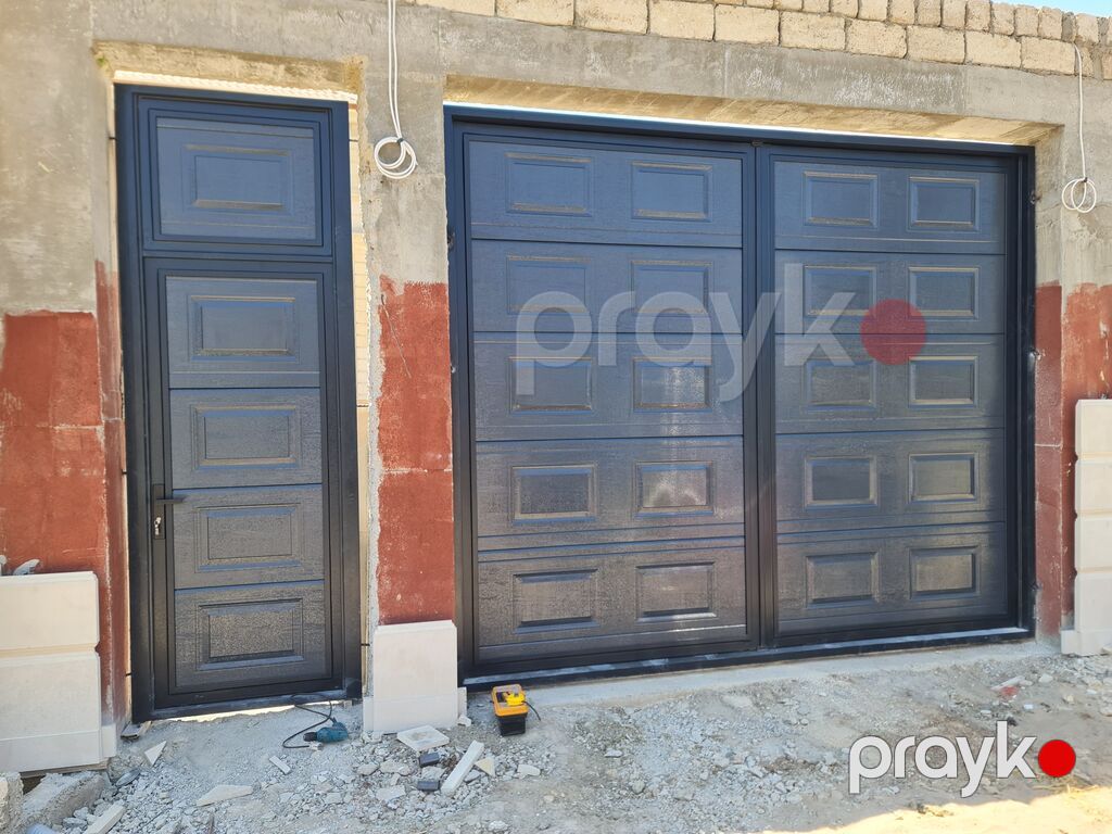 İkiyarpaq qaraj qapıları – metal karkaslı, panel görünümlü — Pəncərələr, qapılar, balkonlar, Digah (3)