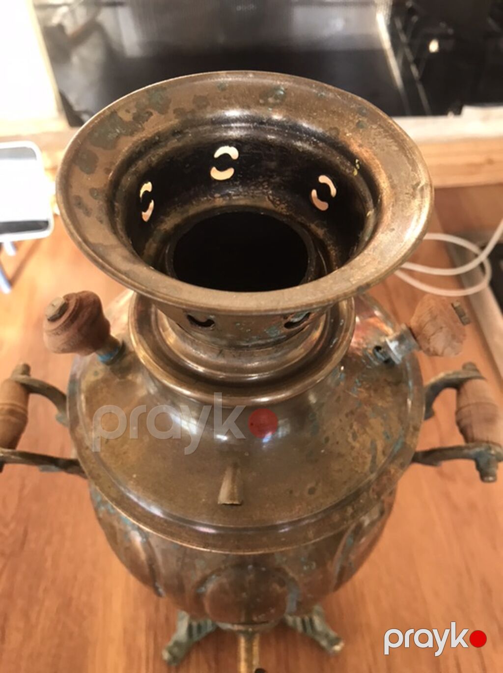 Məhsul: Antik mis samovar, dekorativ və funksional çay dəmləyən — Digər, Novxanı (7)