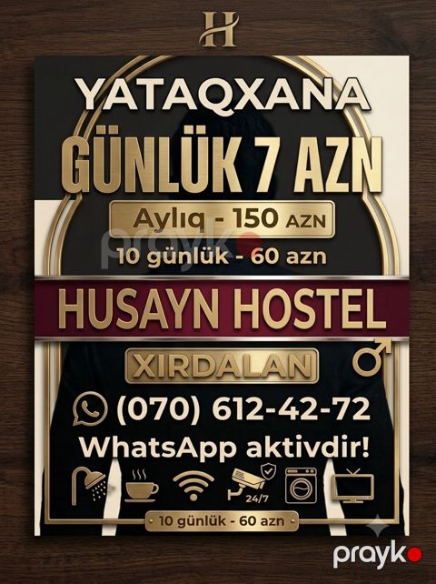 Husayn Hostel – Xırdalan Yataqxana xidməti: - Günlük: 7 AZN - 10 — Xırdalan