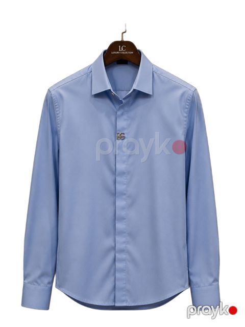 Kişilər üçün uzunqol köynək, mavi, pambıq, ölçü, 2XL — Bakı