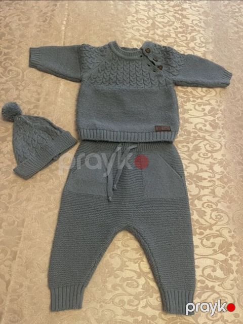 Uşaq üçün 3 hissəli toxunma dəst - Rəng: boz-mavi - Dəst: sviter — Bakı