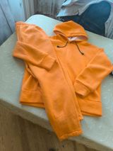 Narıncı rəngdə idman dəsti (hoodie + şalvar) - Model: Kapüşonlu — Tehmine 🪽