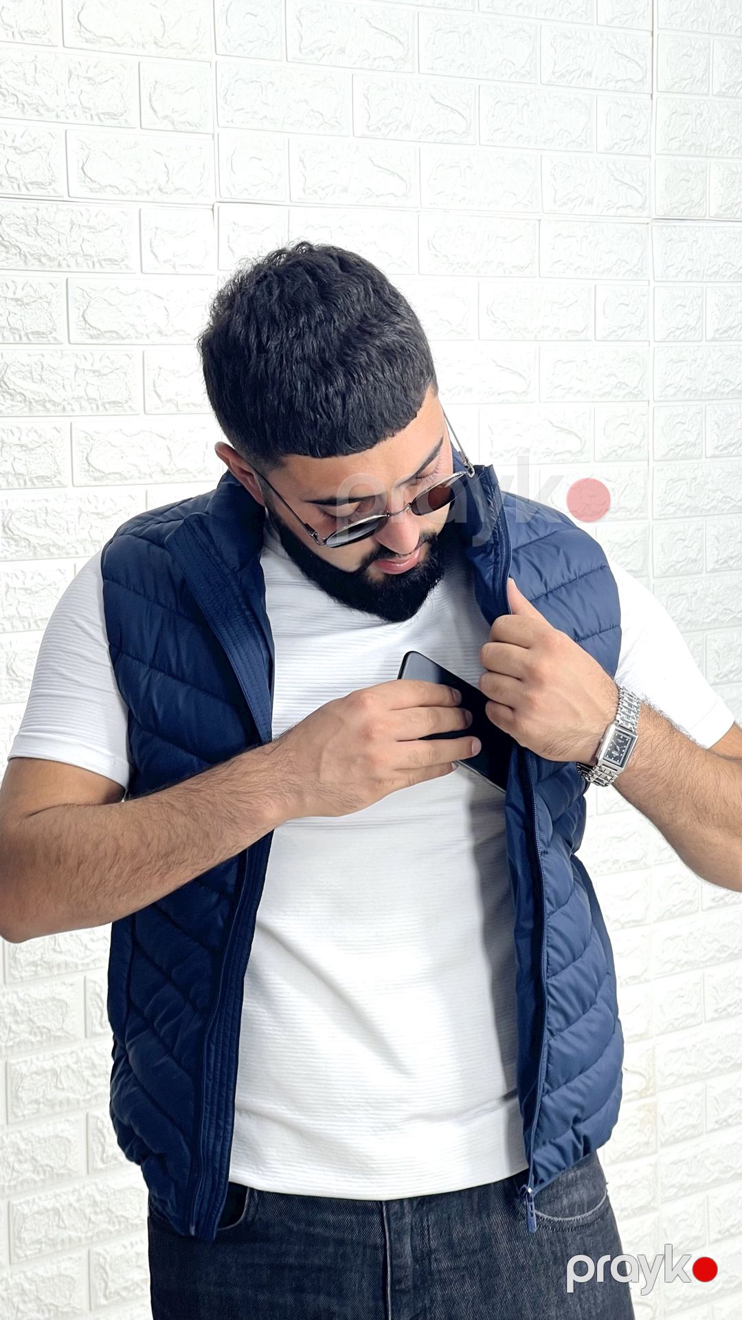 Kişilər üçün qalın jilet 1413-17700, göy, polyester, ölçü XXL — Mallar, Bakı (2)