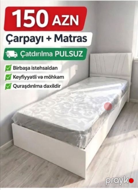 Yeni, Təknəfərlik çarpayı, Bazasız, Matras ilə, Siyirməsiz, Azərbaycan — Bakı