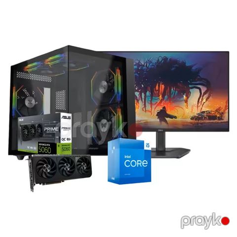 NeonVector Gaming PC – Intel Core i5-13400, RTX 5060, Dell 24 200hz monitor(CUSTOM-PC-027) — Bakı