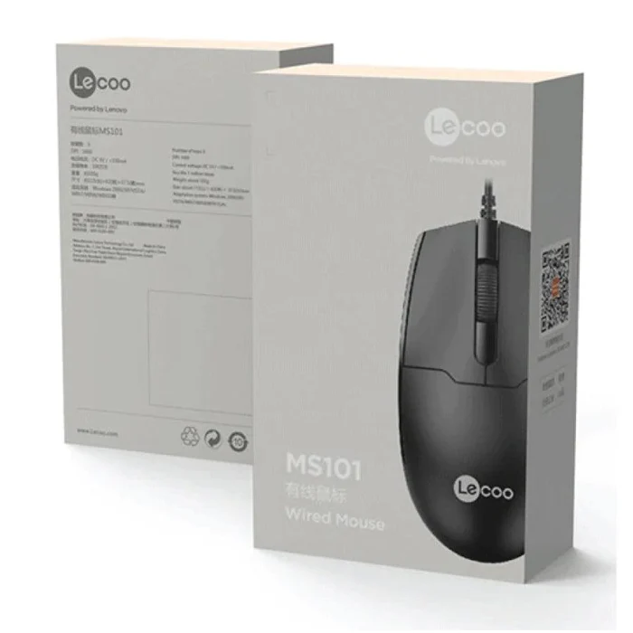 Mouse Lenovo Lecoo (MS101 Wired Mouse Black) — Klaviaturalar və siçanlar, Bakı (3)