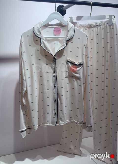 Qadın üçün şalvarlı pijama dəsti, bej, poliester/likra, ölçü XXL — Bakı