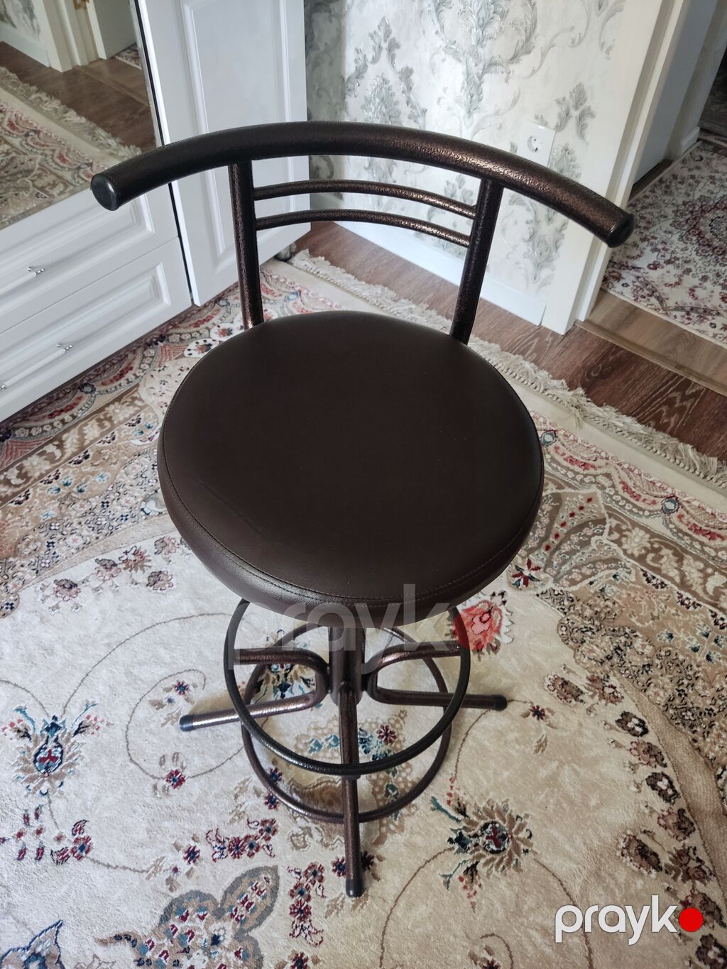 Metall karkaslı bar taburesi - Rəng: tünd qəhvəyi - Oturacaq — Tabure, Bakı (3)
