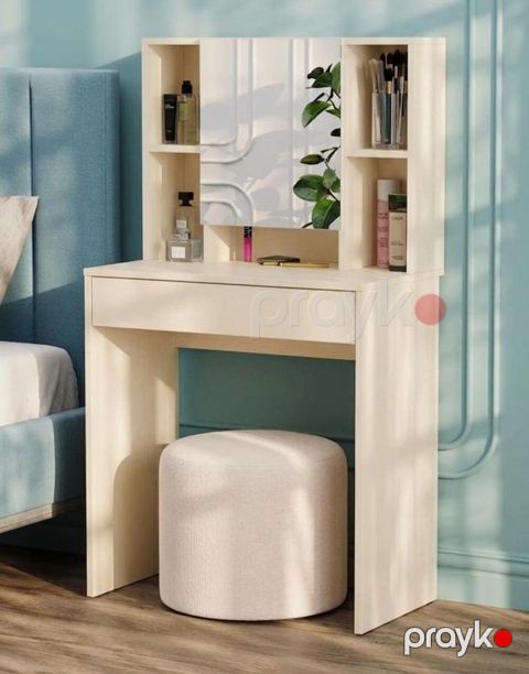 Makiyaj masası güzgülü MB7, laminat, bej, 130x70x35 sm — Bakı