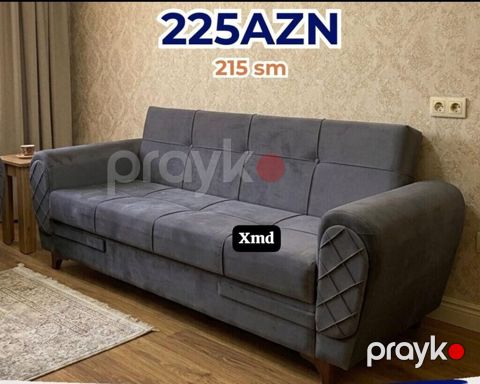 Qara-boz rəngli yumşaq parça üzlü divan - Ölçü: 215 sm (eni üzrə — Bakı