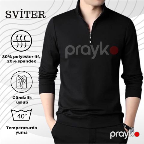 Kişilər üçün pulover EB_935, qara, polyester/spandeks, ölçü XXL — Bakı