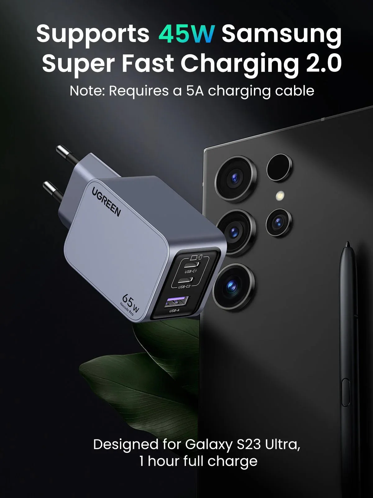 Adapter başlığı Ugreen Nexode Pro 65W 3-Port GaN Fast Charger Set EU — Mallar, Bakı (3)