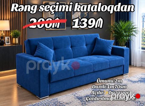 Açılan mexanizmli, bazalı divan - Ölçü (ümumi): 2 m - Yatacaq ölçüsü — Bakı