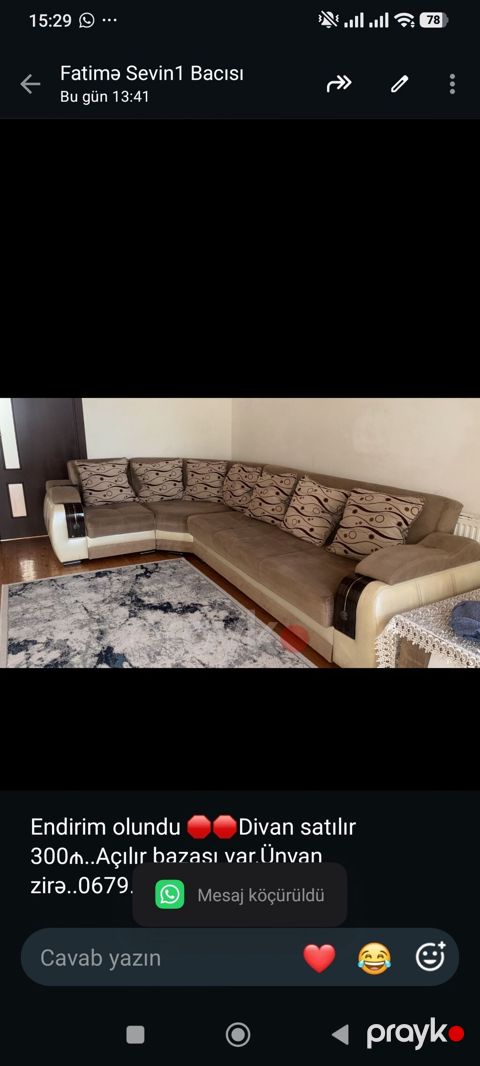Endirim olundu Divan satılır 300₼. Açılır bazası var.Ünvan — Bakı