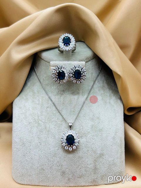 Zinət dəsti boyunbağı, üzük və sırğa Icebella 925 əyyar - ICEBELLA_319 — Bakı
