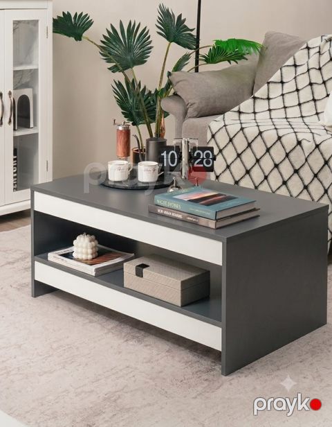 Jurnal masası Ev Plus, laminat/LDSP, ağ/antrasit, 60x110x45 sm — Bakı