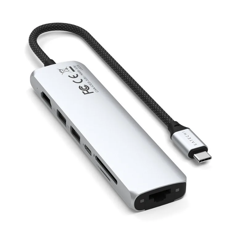 HUB Satechi 7-in-1 Usb-c Slim Multiport Adapter with Ethernet Silver — Mallar, Bakı (2)