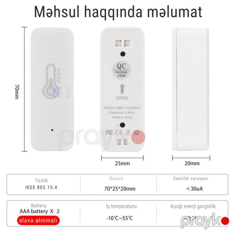 Ağıllı WiFi temperatur və nəmlilik sensoru — Ağıllı ev və təhlükəsizlik, Bakı (8)
