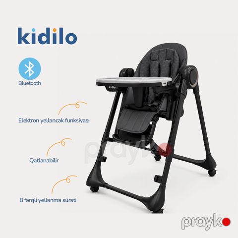 Uşaq yedizdirmə oturacağı Kidilo AB810, Metal, 6+ ay, Qara — Bakı